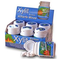 6x Birkenzucker Bonbons mit Xylit - SCHARFE MINZE, 100 Stück