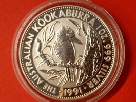 KOOKABURRA 1991 AUSGABE 2 ! 1 UNZE OZ SILBER 999 AUSTRALIEN