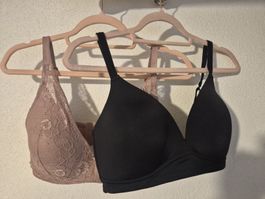 2 BH Set schwarz und beige Grösse 80C guter Zustand neuwerti