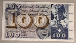Banknote 100 Franken 24. Januar 1972
