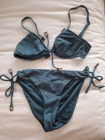 Bikini Set Damen Petrol Gemustert Grösse S guter Zustand