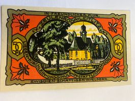 Zeulenroda 50 Pfennig Notgeld Billet  Rare Hiver 1921