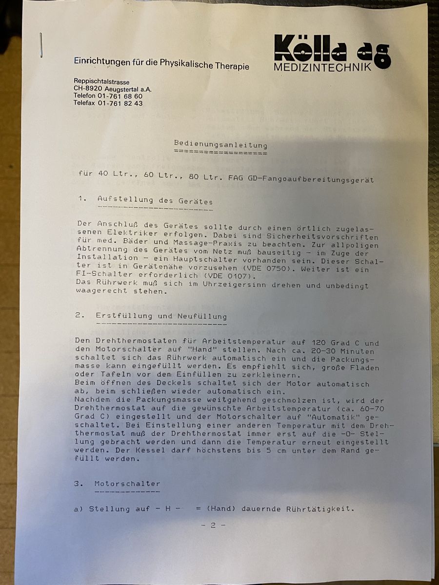 Appareils médicaux: Fango Rührgerät mit Wärmeschrank – D'occasion à Gretzenbach par TheHawke 5