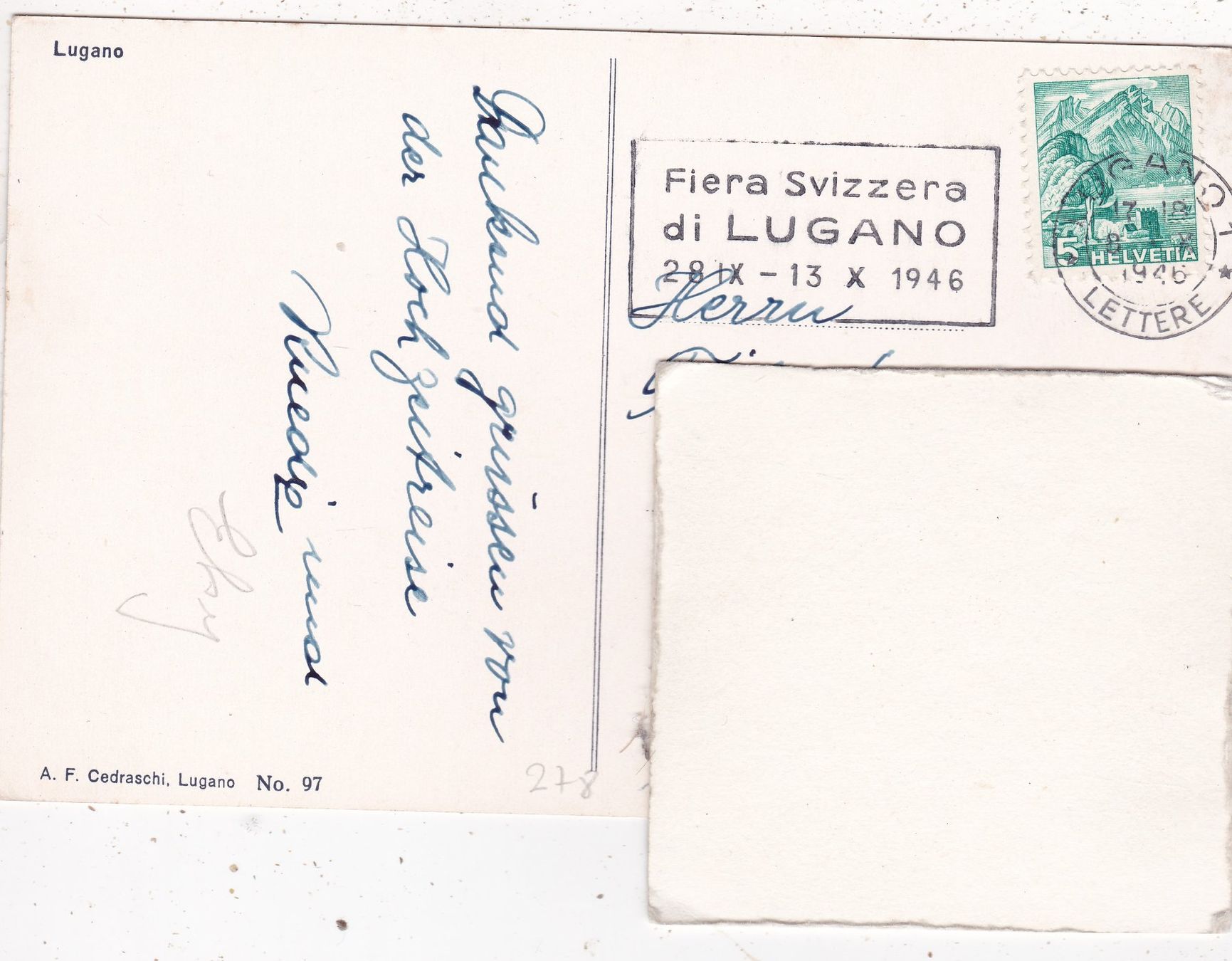 Ansichtskarten: Lugano 1946 – Gebraucht aus Herisau von Lisegrat2008 1