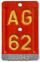 Velonummer Aargau AG von 1962