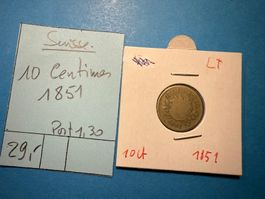 SUISSE . 10 CENTIMES 1851