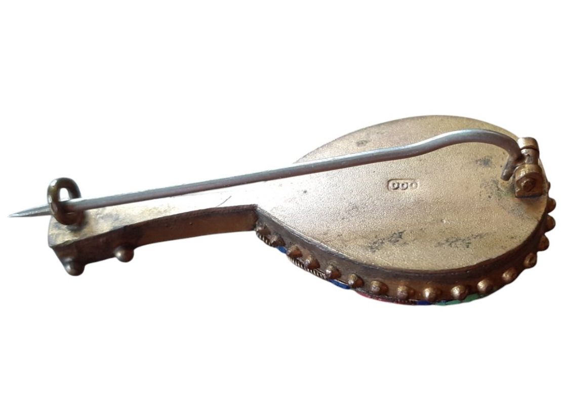 Spille & Fermagli: Brosche Mikromosaik antik - Mandoline – Usato da Mörschwil venduto da antiksalon21 9