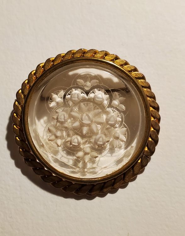 Broche Vintage En Métal Doré émaillé Pierre Bex France Années 80 - Bijou Ancien Non Signé