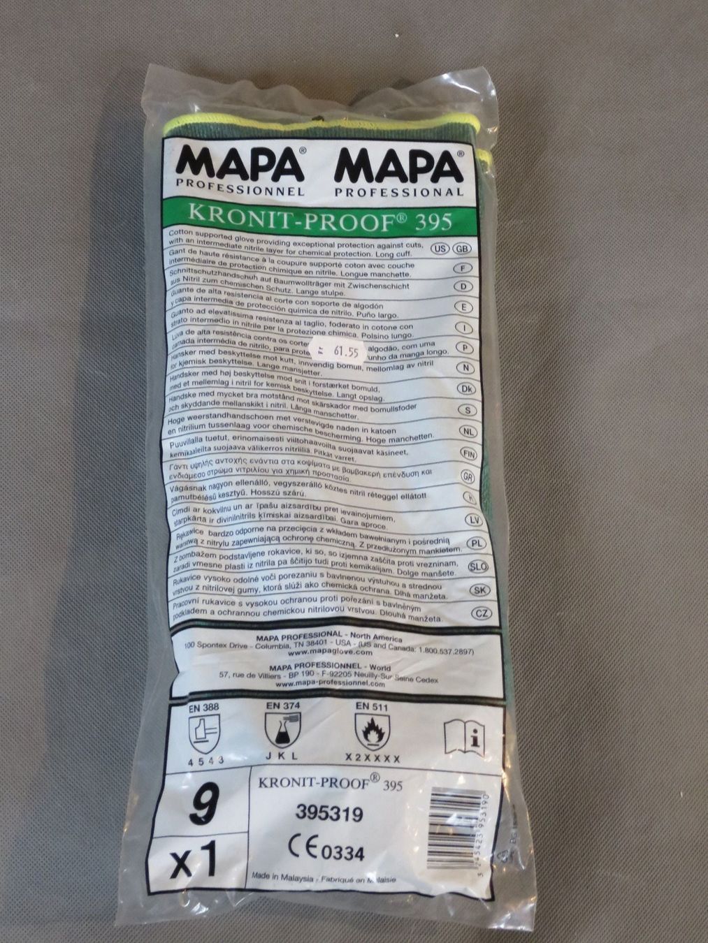 Handschuhe & Handstulpen: MAPA Professionnel KRONIT-PROOF-395-GR-9, Schnittschutz – Neu und originalverpackt aus Zürich von 1.Simon 2