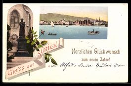 Zürich, Teilansicht, Denkmal, Neujahrsg