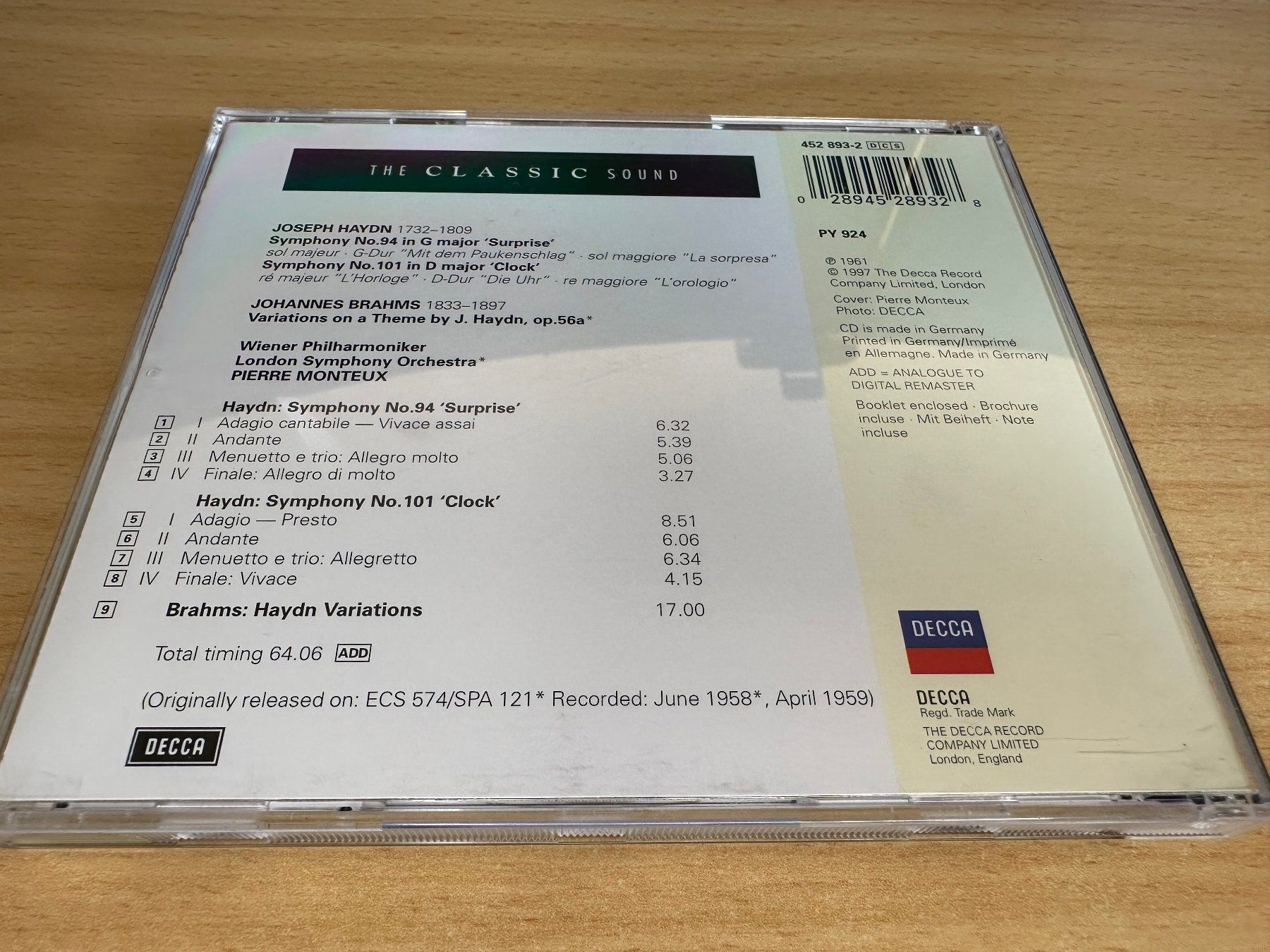 CDs: Haydn, Brahms / Lo - Symphonies 94 & 101 / Haydn Variations – Gebraucht aus Rikon im Tösstal von Alpenmutz 1
