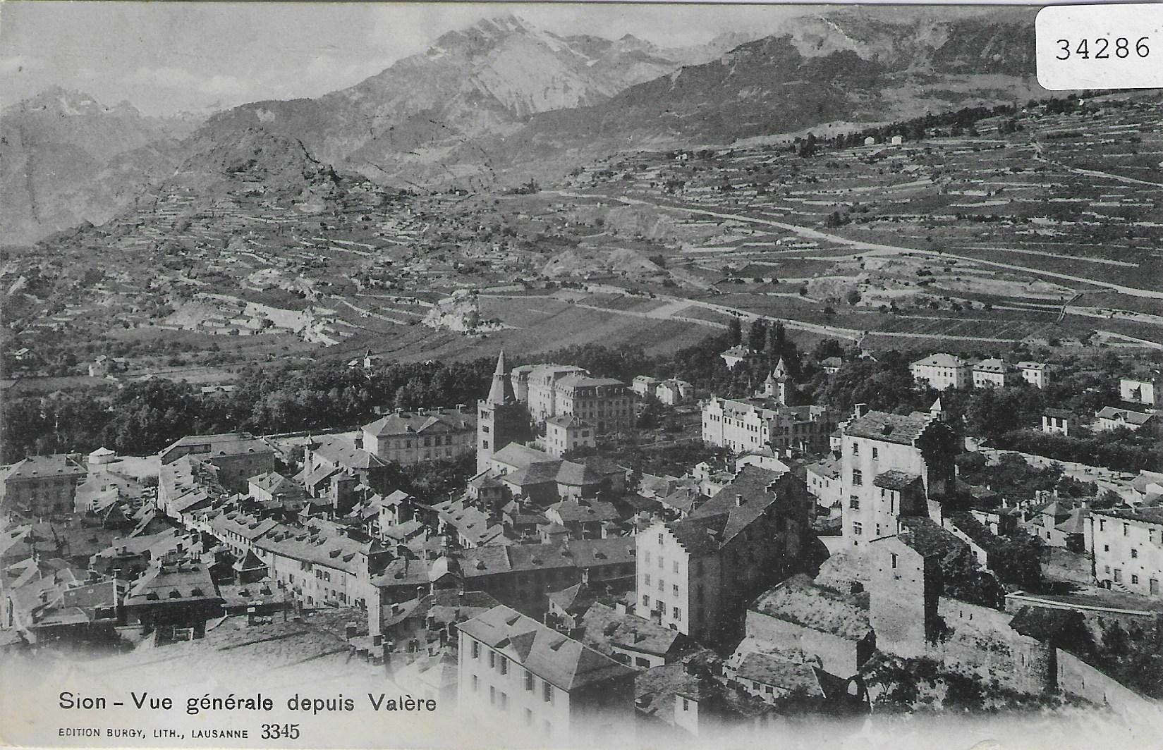 Cartoline postali: Sion - Vue generale depuis Valere – Usato da Ettingen venduto da Kartenplanet