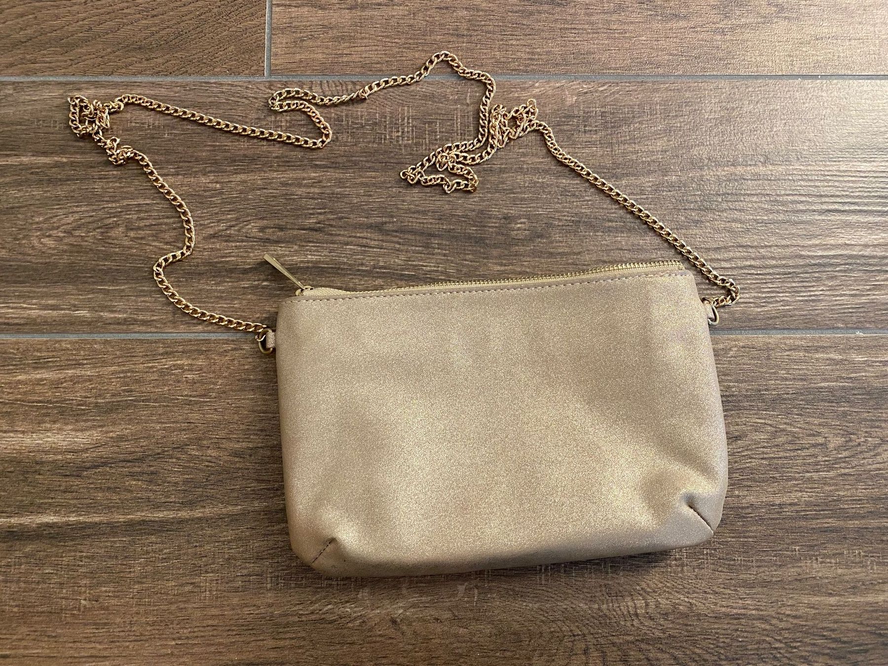 Borse da donna: Clutch beige Glitzer mit Kette in gold – Usato da Pratteln venduto da a23_j2gs