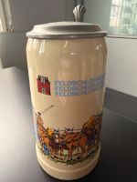 Feldschlösschen Bierkrug Bierhumpen Zinndeckel Pferdegespann
