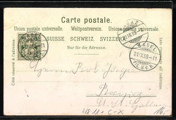 Cartes postales: Litho Basel, Wo ist das Leckerli-Maidli? – D'occasion à Berlin par bartko-reher 1
