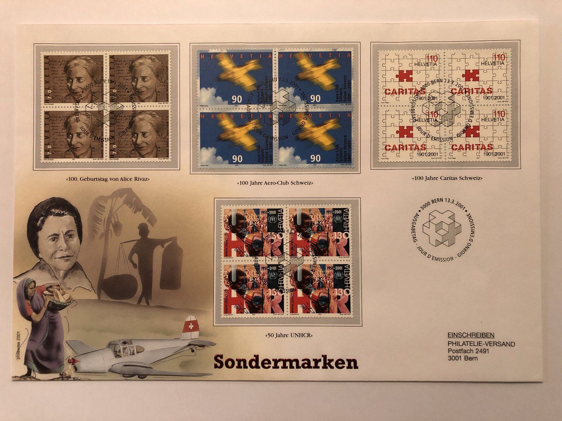Tutti i francobolli: FDC Grossbrief Sondermarken 2001 ET – Nuovo (secondo la descrizione) da Kirchenthurnen venduto da Scherzengel