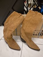 Neuwertige Mango Wild Leder Stiefel Damen Schuhe Gr 37 Beige