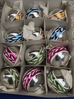 12 Christbaumkugeln Glas bunt gemustert gebraucht