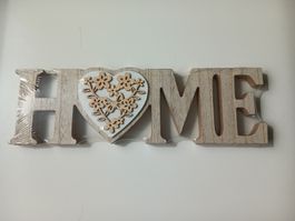 Dekosteller aus Holz, Schriftzug Home