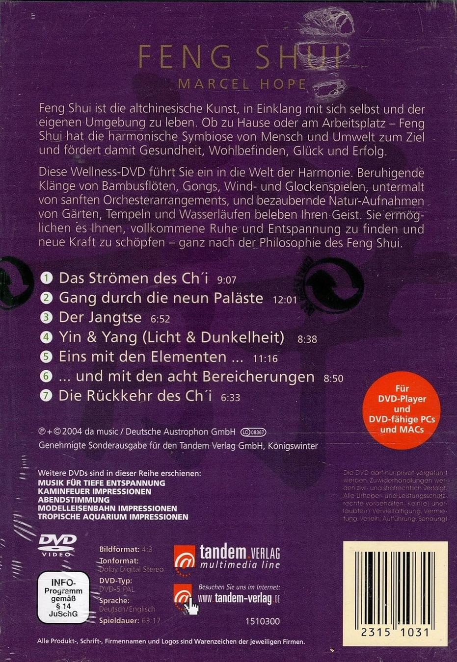 Alle DVDs: Feng Shui (DVD - Marcel Hope) – Gebraucht aus Männedorf von Pacer19 1