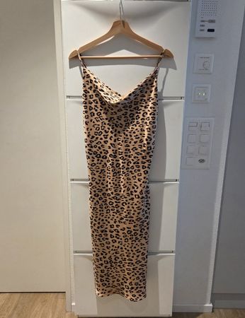 Bardot Leopard Print Slip Dress – Cowl Neck Midi – Size M