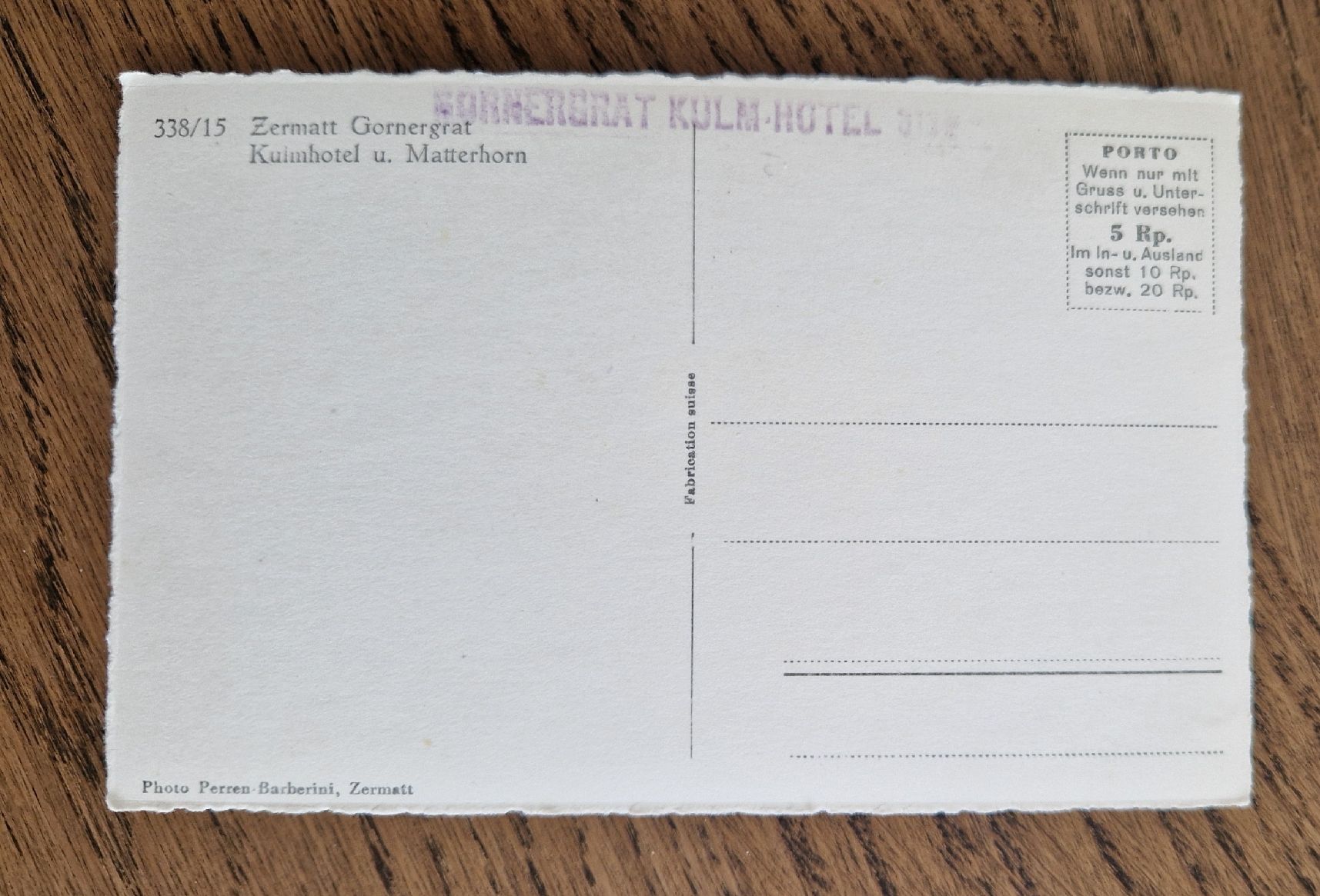 Cartoline postali: Zermatt Gornergrat Kulmhotel – Usato da Ebikon venduto da Donar50 2