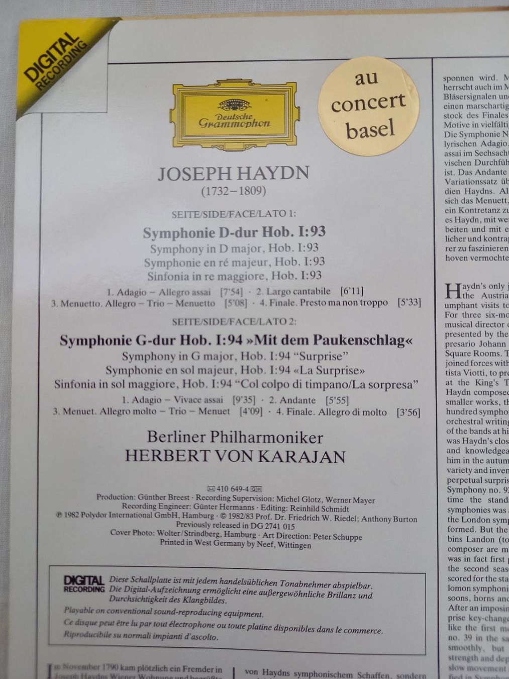 Dischi in vinile: Klassik-LP "HAYDN-SYMPHONIEN" – Nuovo (secondo la descrizione) da Binningen venduto da mar_2jlr 3
