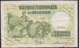 Belgien 50 Francs / 10 Belgas 1945