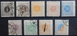 Schweden Porto ex. Kat. 1-10 */(*)/gest. 1874 Kat. 73 Euro