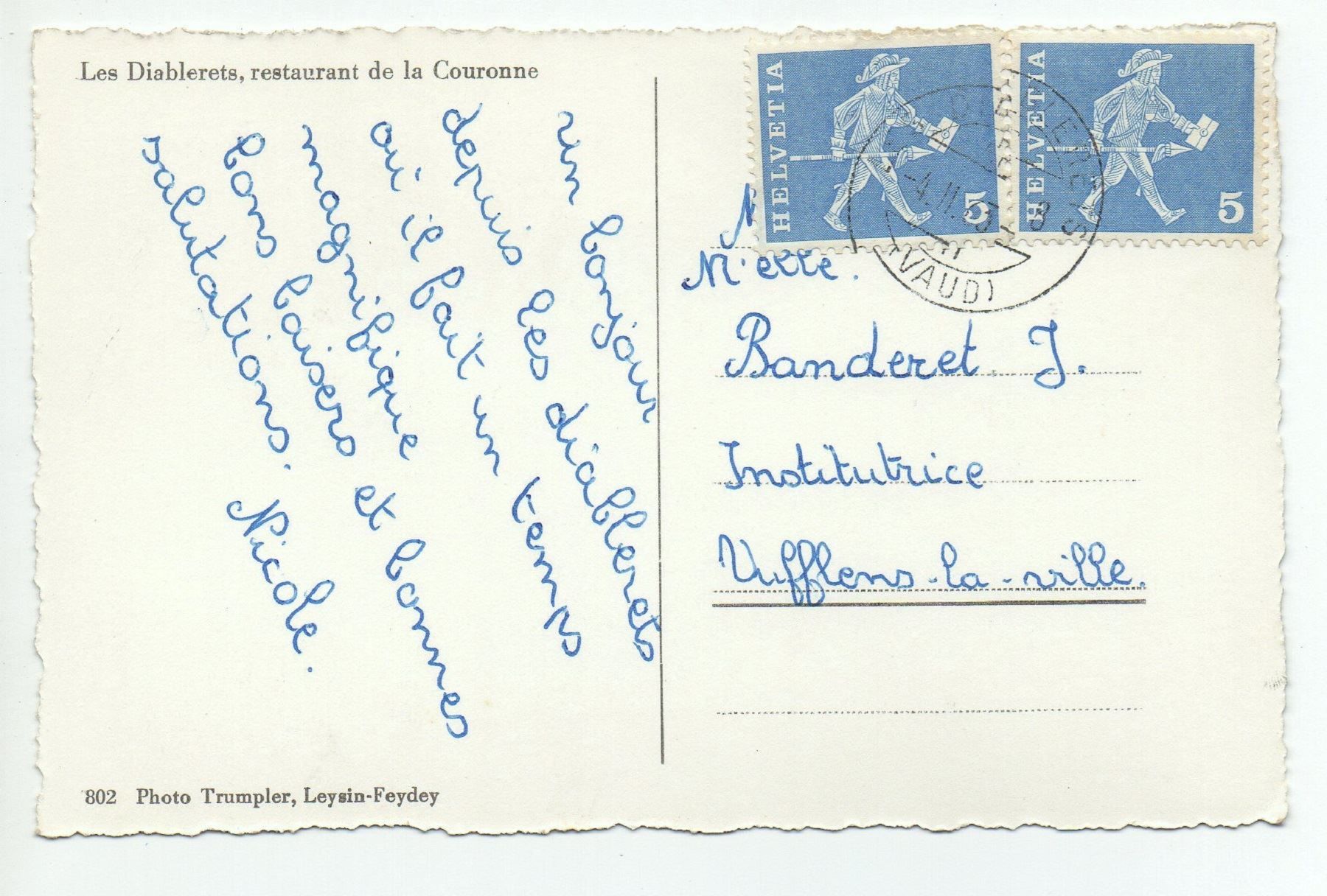 Cartoline postali: LES DIABLERETS Restaurant de la Couronne – Usato da Jona venduto da philajona 1