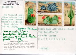 POSTKARTE MIT KAKTEEN 4ERBLOCK PALM BEACH USA NACH LOSONE