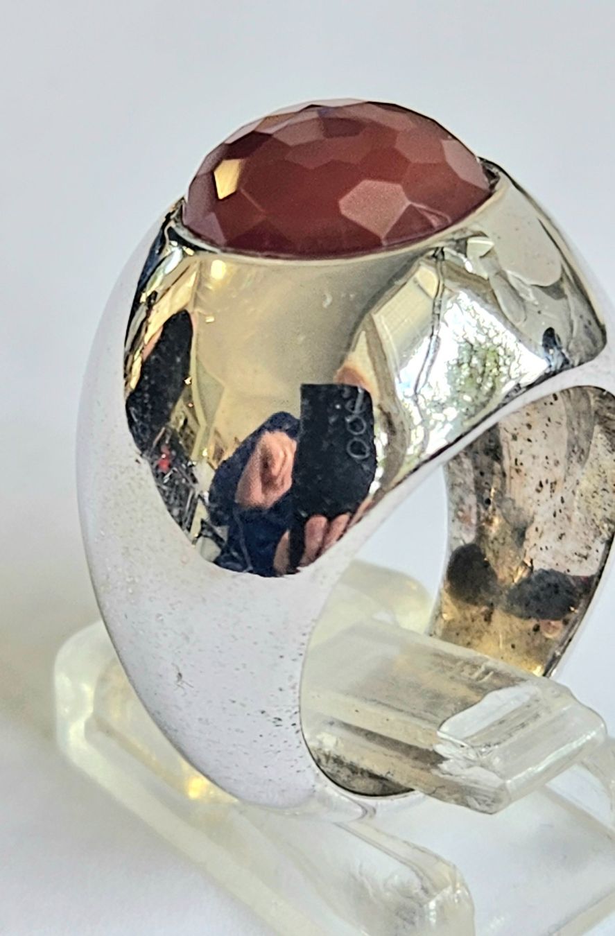 Anelli: Silberring mit tiefrotem Stein facettiert Grösse 56 – Nuovo (secondo la descrizione) da Zürich venduto da benedikt12 4