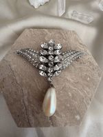Vintage Brosche Western Germany Strass Perlenanhänger