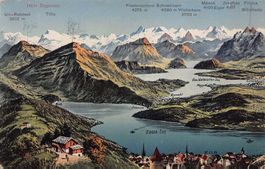 Vogelschau-AK: Zugersee, um 1920