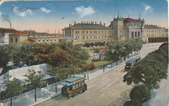 Cartoline postali: Brünn Bahnhof mit Tram – Usato da Zuerich venduto da OceanLinerPostcards
