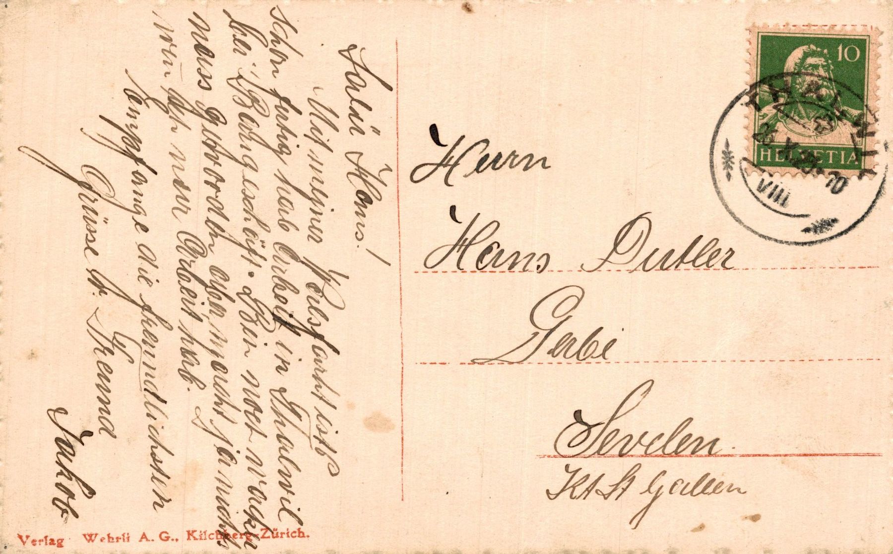 Ansichtskarten: Thalwil – Gebraucht aus Bronschhofen von Astore 1