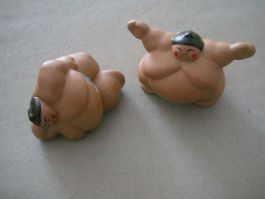 2 Kleine SETO Japanische Sumo Ringer - Keramik