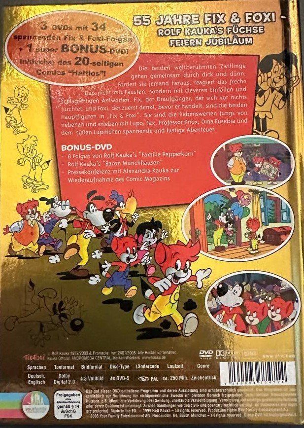 Tutti i DVDs: Fix&Foxi 55 Jahre Jubiläumsedition 4 DVDs Set – Usato da Beringen venduto da Mantafisch1 1