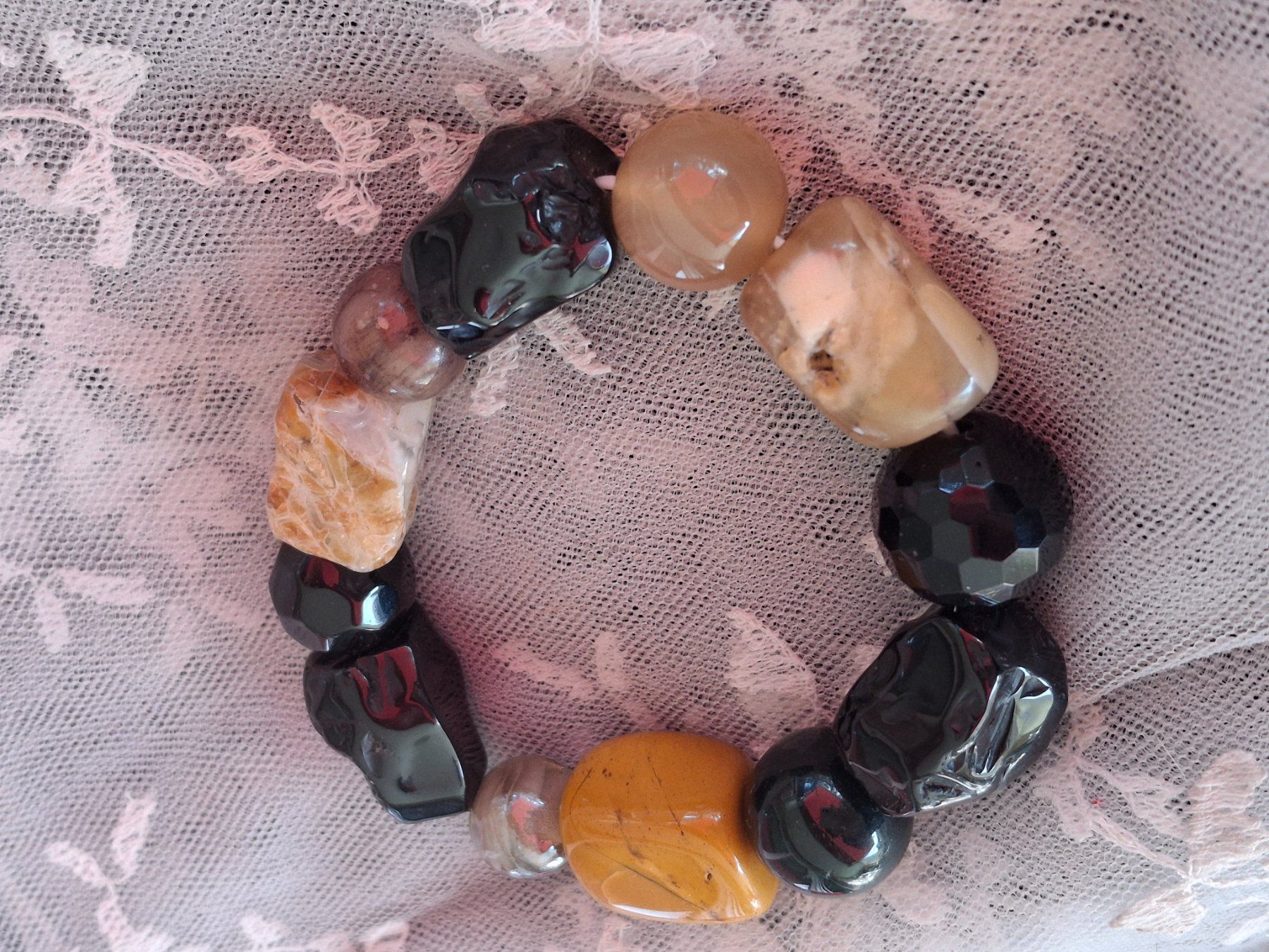 Bracciali & Braccialetti: Wunderschönes Jaspis, Jasper, Achat & Onyx Armband  7cm – Nuovo (secondo la descrizione) da Münchenbuchsee venduto da babilibern 4
