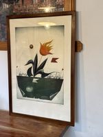 Alois Janak - „Rote Tulpe" 1975, limitierte Farbradierung 12