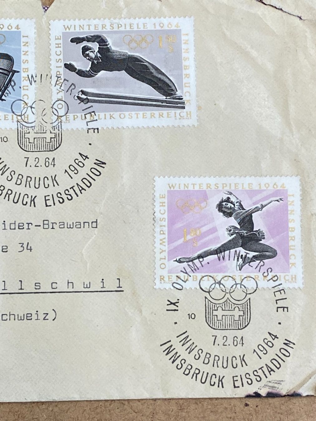 Alle Briefmarken: Briefmarken Winterspiele Innsbruck 1964 – Gebraucht aus Schönenbuch von Laubfrosch05 2