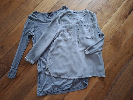 NILE Oberteil+Bluse Seide und Baumwolle Gr./M anthrazit