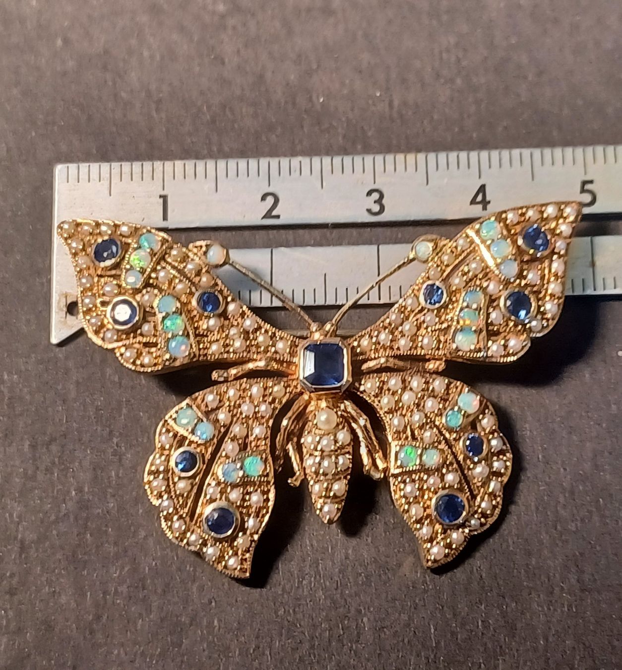 Ciondoli: SCHMETTERLING 375er Gold mit Saphir, Opal und Perlen – Usato da gais venduto da dun_c2xc 5