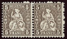 1881: 5 Rp. sitz. Helvetia mit Abart Doppelprägung, 45.DP1
