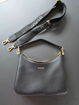 Bogner Handtasche Leder schwarz mit Umhängegurt