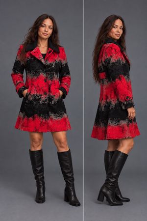 Desigual Mantel Gr. 36 – Rot/Schwarz – ausgefallenes Design