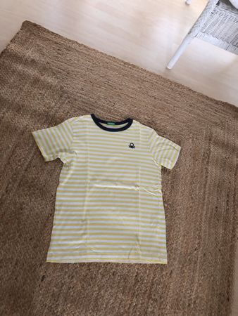 Benetton T-Shirt Gestreift Gelb/Weiss Gr. S. Baumwolle 
