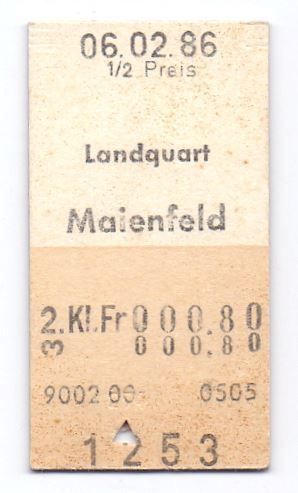 Biglietti: Billette Landquart - Maienfeld 1986 – Usato da Langenthal venduto da Sammlungs_aus