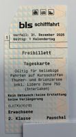 Tageskarte Thuner-/Brienzersee, 2Kl. Erwachsen, Wert 83.-