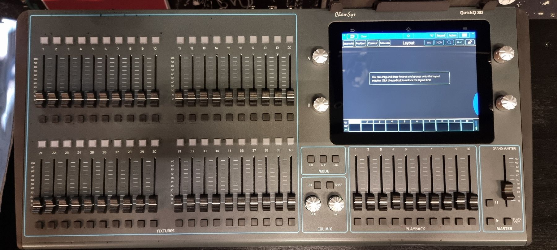 Console di mixaggio: Chamsys Quick Q30 – Usato da Courfaivre venduto da Moltazard